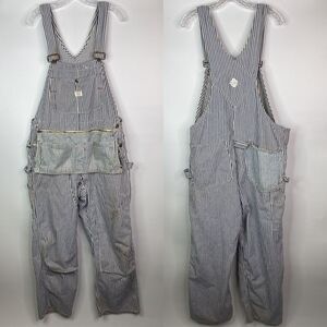 Vintage Big Mac Square Back Carpentry Hickory Striped Overalls 40x30